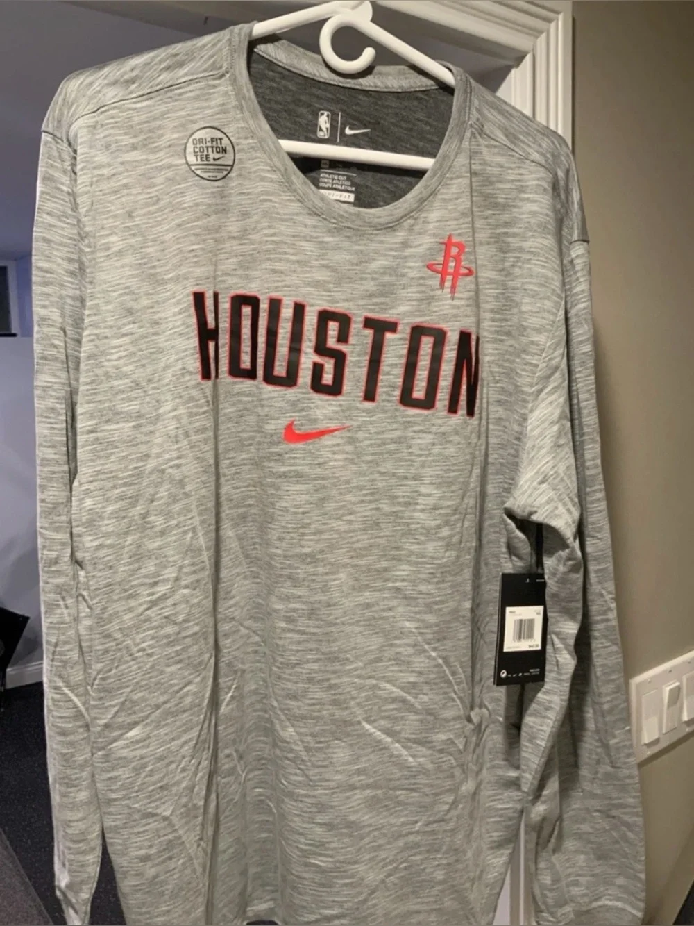 Nike NBA Houston Rockets Dri-Fit Cotton Long Sleeve Tee